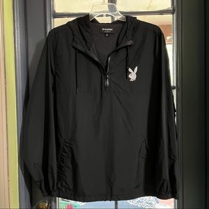 PLAYBOY by Pacsun black rain jacket hoody playboy bunny Y2K size medium